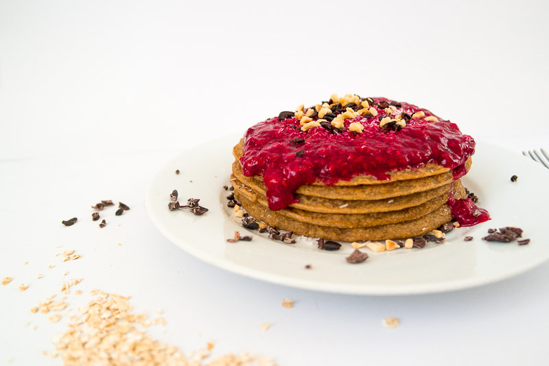 Ricemilkmaid Blog: Vegane Haferflocken Pancakes mit Himbeersauce