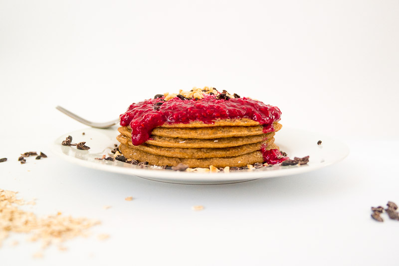 Ricemilkmaid Blog: Vegane Haferflocken Pancakes mit Himbeersauce