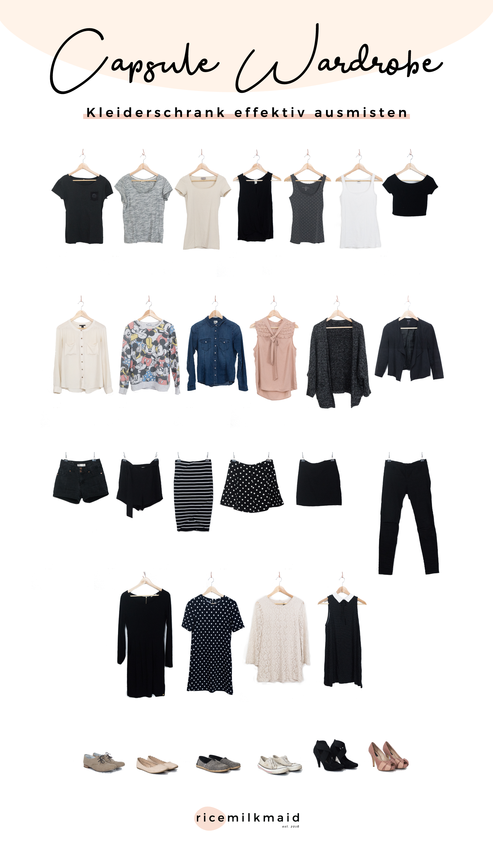 Wie erstellt man am besten eine minimalistische Garderobe? Lerne in diesem Beitrag das 5-Stufen-Prinzip kennen um deinen Kleiderschrank richtig und effektiv auszumisten. Weniger Kleidung = Weniger Stress. Das glaubst du nicht? Lies dir den Beitrag durch oder speichere ihn jetzt für später. #minimalismus #capsulewardrobe